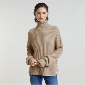 G-Starvoor vrouwen. D25753-D496-B736 Schildpad trui bruin (XL), Casual, Lange mouwen, Biologisch katoen, Duurzaam