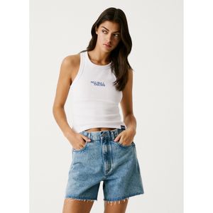 Rib Tanktop - Wit - Katoen - Dames