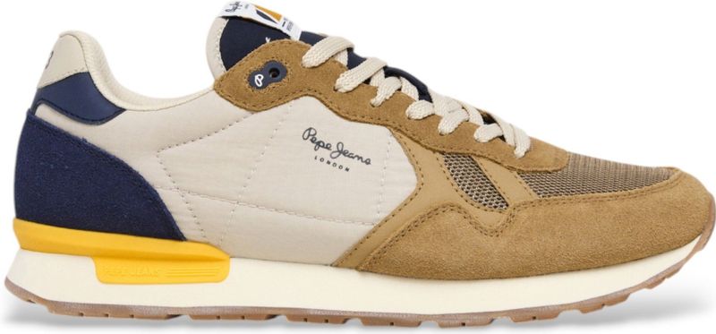 Pepe Jeans - Brit Camp - Hardloopschoenen - Wit - Marineblauw - Leer