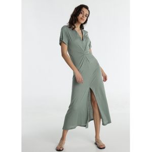 Lois Jeansvoor vrouwen. 448362711 Zwarte midi-jurk (XS), Casual, Synthetisch, Korte mouwen