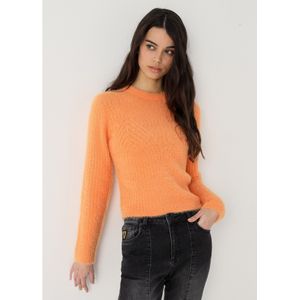 Lois Jeansvoor vrouwen. 453092666 Oranje pluizige trui (XS), Casual, Nylon