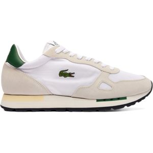 Lacostevoor mannen. 47SMA0006_1R5 Leren sneakers Partner 70s wit (45), Plat, Veters, Casual