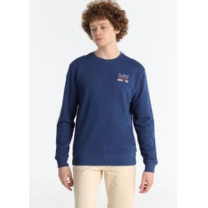 Lois Jeansvoor mannen. 166103072 Hoodless sweatshirt marine (S), Casual, Katoen, Marineblauw