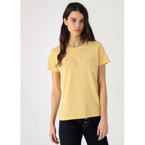 Lois Jeansvoor vrouwen. 422052140 Basic pofbedrukt turquoise t-shirt (XXL), Casual, Katoen, Korte mouwen