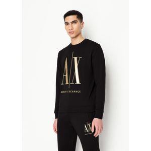 Armani Exchangevoor mannen. 8NZMPQZJ1ZZ1200 Zwart logo sweatshirt (S), Casual, Katoen