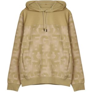 Bikkembergsvoor mannen. BMF0791 Bruin sweatshirt met monogram (L), Beige, Casual, Sportief, Katoen, Meerdere sporten