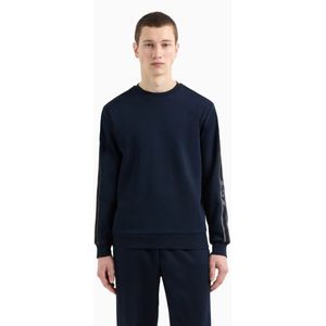 EA7voor mannen. 7M000140_AF12660 Katoenen jersey sweatshirt met ronde hals Logo Serie marine (XS), Casual, Sportief, Meerdere sporten, Mari