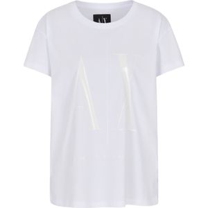 Armani Exchangevoor vrouwen. 8NYTCXYJG3ZU0002 T-shirt korte mouw wit (L), Casual, Katoen, Korte mouwen