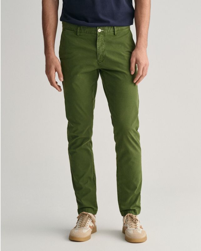 GANT - Chino Broek - Groen - Katoenmix - Slanke Pasvorm
