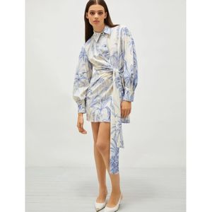 Marellavoor vrouwen. 2513221131200 Jurk met sjerp Idioom blauw (40), Casual, Viscose, Lange mouwen