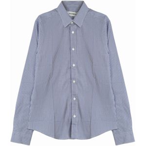 Bikkembergsvoor mannen. BMS0788 Blauw logo shirt (L), Katoen, Lange mouwen