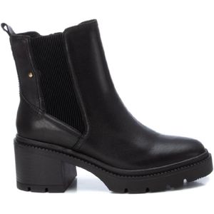 Carmelavoor vrouwen. 16191502-NEGRO Leren enkellaarsjes 161915 zwart (35), Leer, 5 tot 8 cm, Ritssluiting, Casual