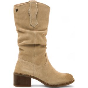 Mustangvoor vrouwen. 59798 Beige lederen laarzen (38), Leer, 3 tot 5 cm, Ritssluiting, Casual