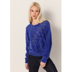 Victorio & Lucchino, V&Lvoor vrouwen. 3615755 Gebreide pareltrui blauw (XS), Casual, Nylon, Lange mouwen