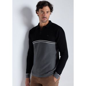Victorio & Lucchino, V&Lvoor mannen. 4624576 Dubbel gebreide polo met lange mouw en dubbele structuur (S), Casual, Viscose, Lange mouwen