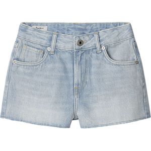 Pepe Jeans A-line Jr Hoge Taille Denim Shorts Blauw 10 Years Meisjes