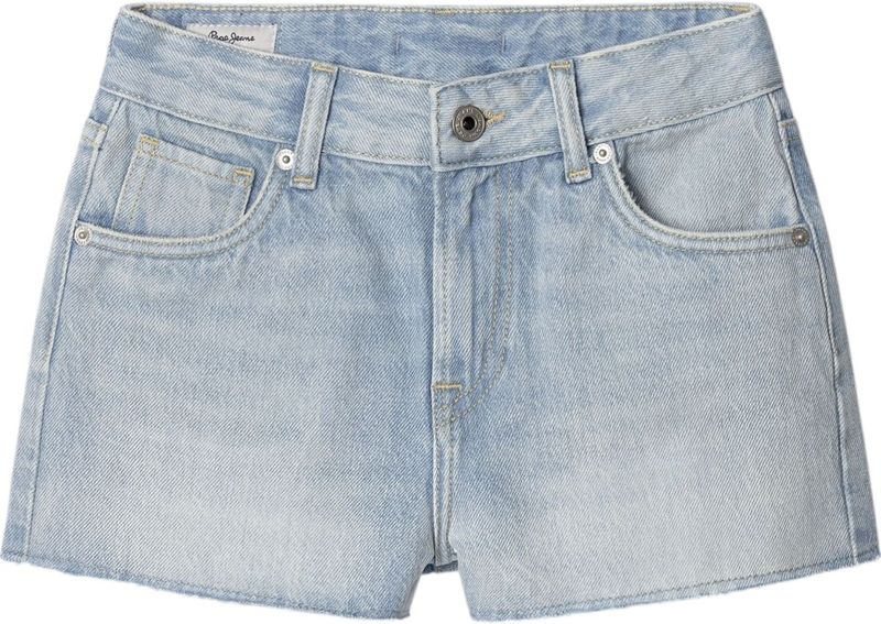 Pepe Jeans A-line Jr Hoge Taille Denim Shorts Blauw 10 Years Meisjes