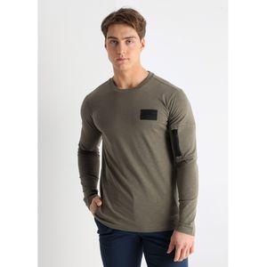 Lois Jeansvoor mannen. 157933978 Groen t-shirt met lange mouwen en rits (S), Casual, Katoen