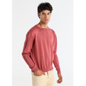 Lois Jeansvoor mannen. 176673959 Gebreide trui met rode ribboord (S), Rood, Casual, Katoen, Lange mouwen