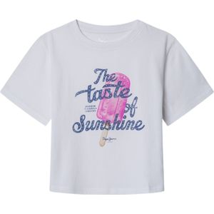 Pepe Jeansvoor meisjes. PG503140 Sabine T-shirt wit (10años= 140cm), Casual, Katoen, Korte mouwen, Duurzaam, kinderkleding