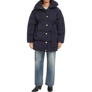 Tommy Hilfigervoor vrouwen. WW0WW44133 Korte gewatteerde marinejas (S/M), Blauw, Casual, Gerecycled nylon, Marineblauw