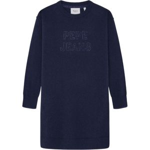 Pepe Jeansvoor meisjes. PG951674 Weslie jurk marine (10años= 140cm), Casual, Polyester, Lange mouwen, Marineblauw, kinderkleding