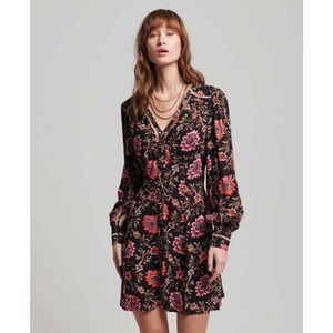 Superdry Printed V Tea Korte Jurk Met Lange Mouwen