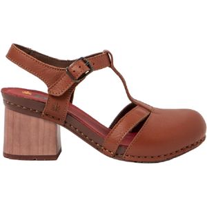 Artvoor vrouwen. 1187412HA003_008 Leren sandalen 1874 roodachtig -Hoogte hak 6,5cm (42), Leer, 5 tot 8 cm, Klittenband, Casual