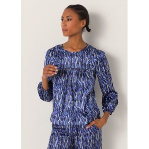 Victorio & Lucchino - 3618757 - Satijnen Blouse - Blauw - Lange Mouwen