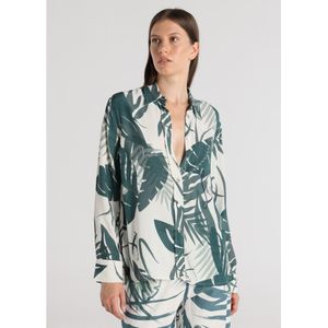 Victorio & Lucchino, V&Lvoor vrouwen. 330308133 Groen overhemd met tropische print met lange mouwen (XS), Casual, Viscose
