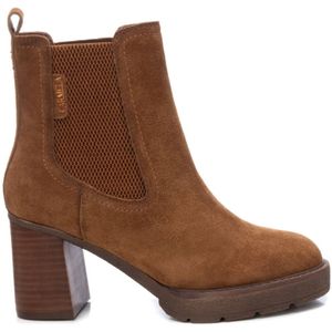 Carmelavoor vrouwen. 16185602-CAMEL Leren enkellaarsjes 161856 bruin (39), Leer, 5 tot 8 cm, Geen, Casual