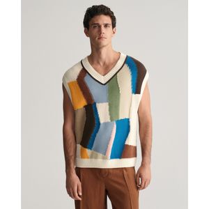 Gantvoor mannen. 8040189 Art Print veelkleurig gebreid vest (XL), Casual, Katoen