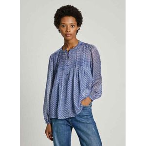 PEPE JEANS - Blouse - Blauw - Polyester - Geometrische Print