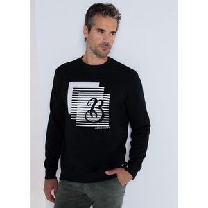 Bendorffvoor mannen. 860225276 Grafisch sweatshirt met witte kraag (S), Casual, Katoen, Lange mouwen