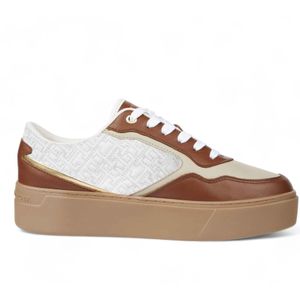 Tommy Hilfigervoor vrouwen. FW0FW08121 Trainers Monogram wit (38), Leer, 3 tot 5 cm, Veters, Casual