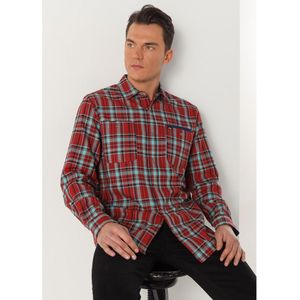 Lois Jeansvoor mannen. 145303421 Shirt met lange mouwen en rode ruiten (S), Rood, Casual, Katoen