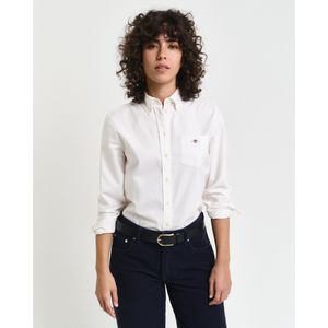 Gantvoor vrouwen. 4300470 Regular Fit Oxford overhemd wit (42), Casual, Katoen, Lange mouwen