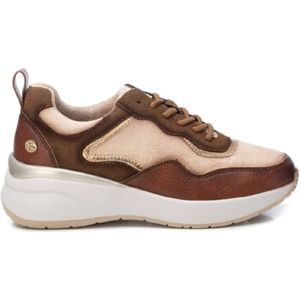 Xtivoor vrouwen. 14319503-BEIGE Leren sportschoenen 143195 beige (39), Leer, 3 tot 5 cm, Veters, Casual