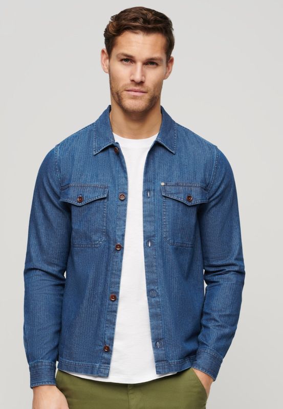 Superdry - M4010831A - Overhemd - Blauw - Katoen - Lange Mouwen