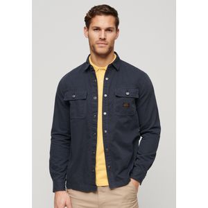 Superdryvoor mannen. M4010730A Workwear biologisch katoen canvas overhemd groen (L), Casual, Lange mouwen