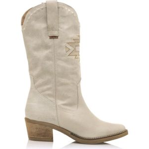 Mustangvoor vrouwen. 52619 Casual Mexicaanse laars van wit leer - Hakhoogte 5cm (39), 5 tot 8 cm, Ritssluiting