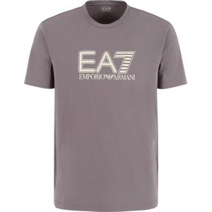 EA7voor mannen. 6DPT62_PJVQZ Visibility T-shirt met korte mouwen en ronde hals in grijs stretchkatoen (L), Casual, Sportief, Meerdere sporte