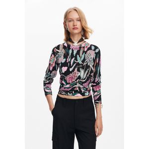 Desigualvoor vrouwen. 24WWJF41 Trui met bloemendetails zwart (S), Casual, Viscose, Lange mouwen