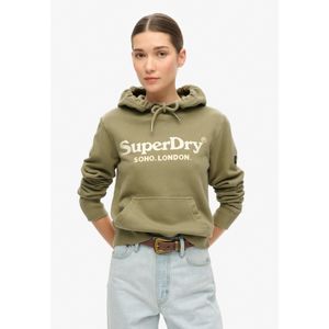 Superdryvoor vrouwen. W2012138A Venue metallic afwerking hoodie groen (M), Casual, Katoen