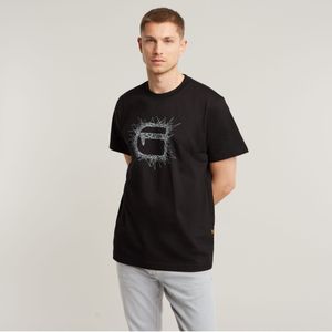 G-Starvoor mannen. D25672-C336-6484 T-shirt Stitch Burger Logo Los Zwart (L), Casual, Korte mouwen, Biologisch katoen, Duurzaam