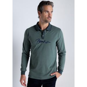 Bendorffvoor mannen. 830575292 Poloshirt met korte mouwen en jacquardkraag geel (S), Casual, Katoen, Lange mouwen