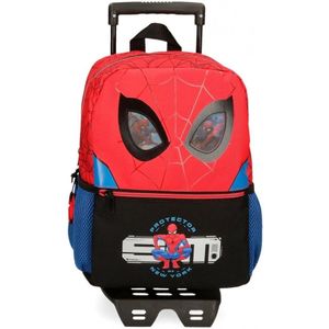 Disneyunisex voor kinderen. 28322T1 Spiderman Protector 32cm rugzak met trolley (OSFA), Rood, Casual, Polyurethaan, kinderkleding