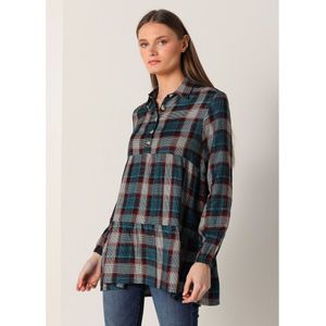 Lois Jeansvoor vrouwen. 431362385 Lange blouse met marineruiten (XS), Casual, Groen, Viscose, Lange mouwen, Marineblauw