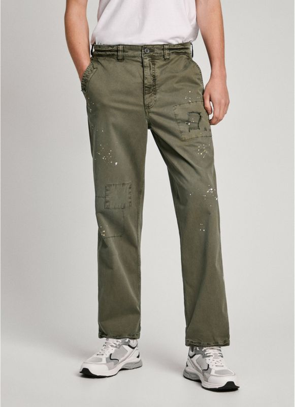 Pepe Jeans - PM211787 - Relaxte Broek - Groen - Casual - Katoen