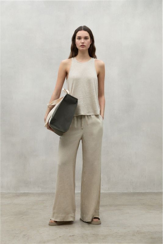 ECOALFvoor vrouwen. MCWGAPAMOSA00710S24-008 Mosa beige broek (XS), Casual, Vlas